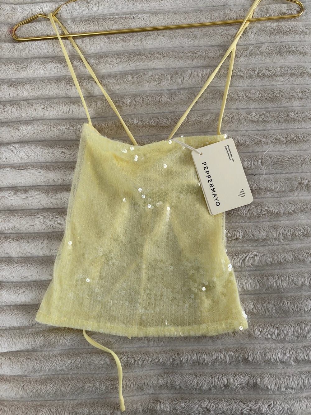 Peppermayo Pale Yellow Sequin Slip Cami - Picture 2 of 3